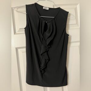 Black dress top with ruffle design in front